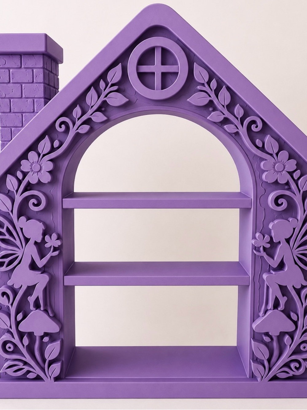 Whimsical Purple Fairy House Shelf - Decorative Wall Display